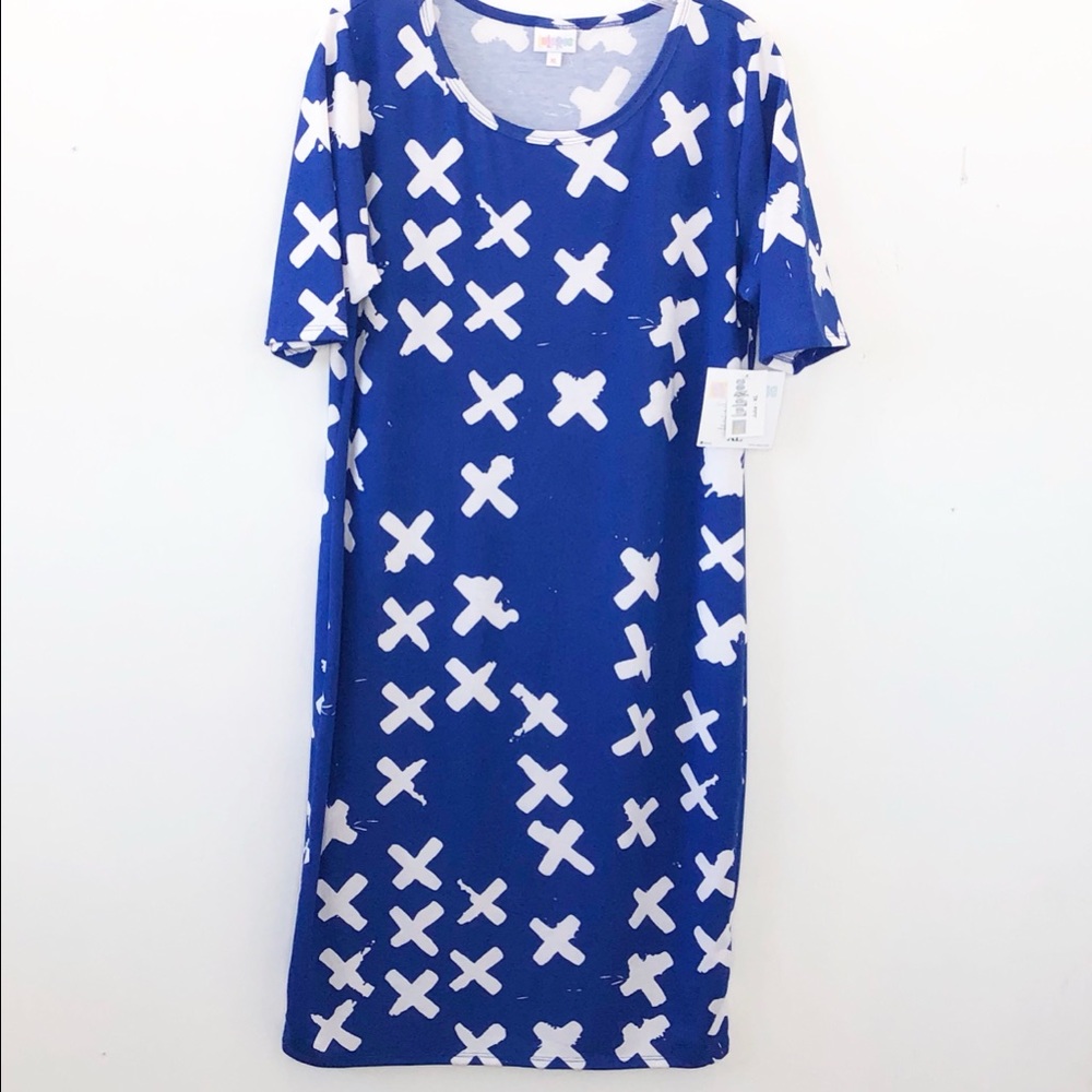 LulaRoe Julia Dress | NWT | Size XL | Blue X Print
